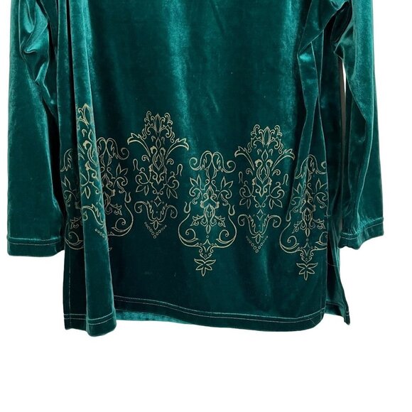 DVF Diane Von Furstenberg Vintage Velvet Long‎ Sleeve Tunic Green Large - Picture 2 of 7